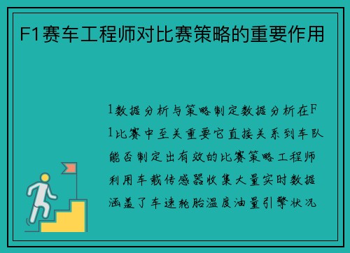 F1赛车工程师对比赛策略的重要作用